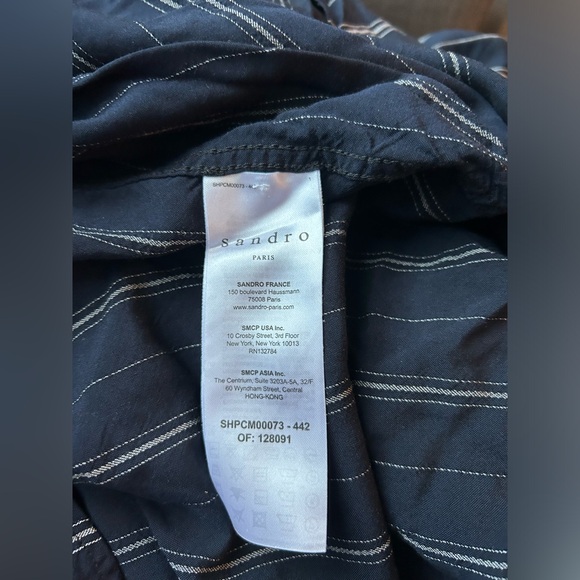 Sandro Paris blue striped button up top. ?unisex. Label XS. So cute! - Picture 6 of 7